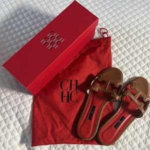 Carolina Herrera | Shoes | Carolina Herrera Napa Insignia Slides Size 38  Like New Used Once | Poshmark